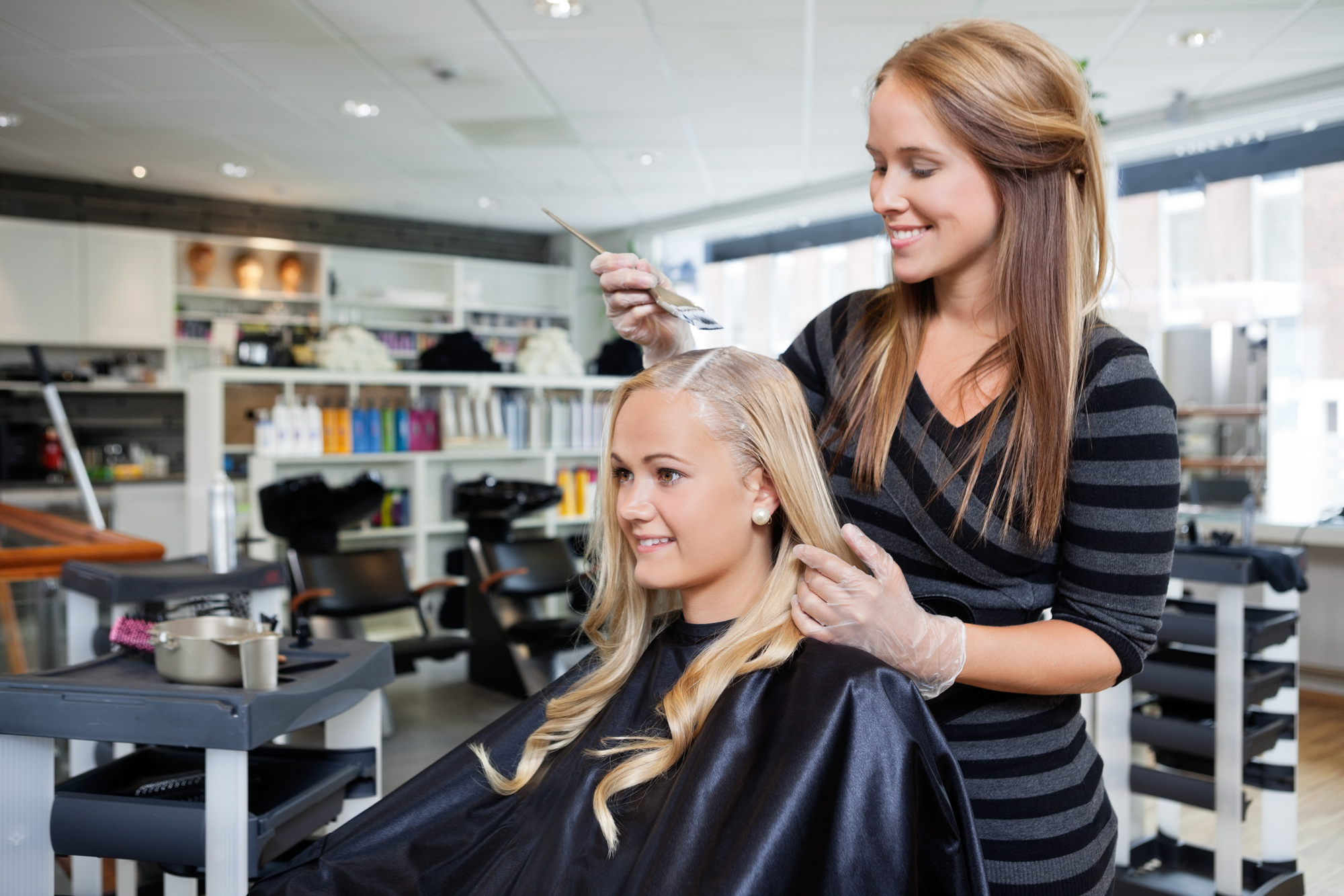 Bride having her wedding hair styled on location by a mobile bridal hair stylist in Boulder, Colorado